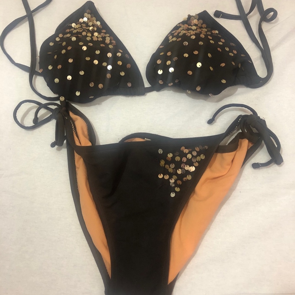 H&M Chocolate brown with sequins accents bikinis